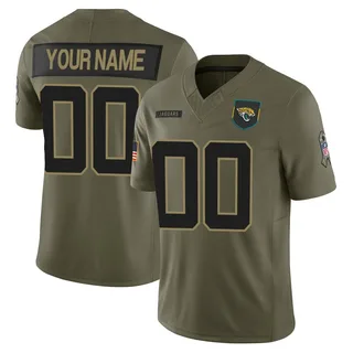 Custom Jacksonville Jaguars Men's Limited Custom 2025 Salute to Service Nike Jersey - Olive